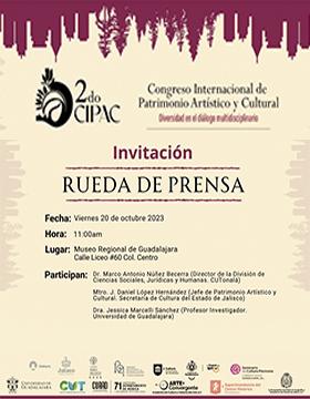Cartel de la rueda de prensa del Congreso Internacional de Patrimonio Artístico y Cultural