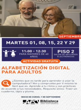 Cartel de Alfabetización digital para adultos