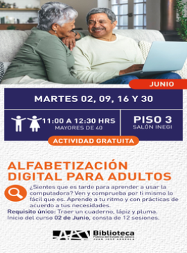 Cartel de Alfabetización digital para adultos