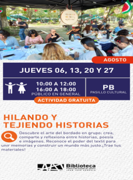 Cartel de Hilando y tejiendo historias