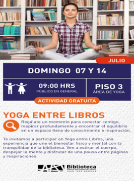 Cartel de Yoga entre libros