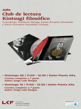 Cartel del Club de lectura. Kintsugi filosófico: Cuentos completos 2ª parte