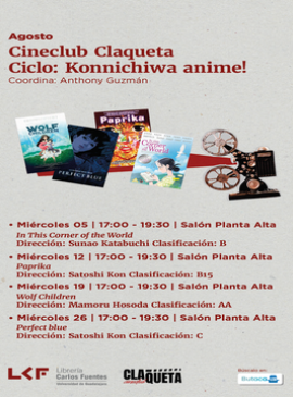 Cartel de Cineclub Claqueta. Ciclo: Konnichiwa anime!: Paprika