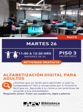 Cartel de Taller de Alfabetización Digital para Adultos