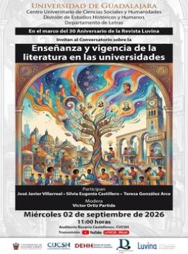 Cartel de Conversatorio sobre la Enseñanza y vigencia de la literatura en las universidades
