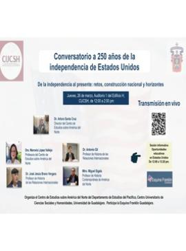 Cartel de Conversatorio a 250 años de la Independencia de Estados Unidos