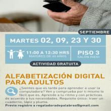 Cartel de Alfabetización digital para adultos