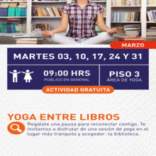 Cartel de Yoga entre libros Cartel de Yoga entre libros