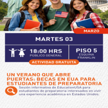 Cartel de Un verano que abre puertas: Becas en EUA para estudiantes de preparatoria Cartel de Un verano que abre puertas: Becas en EUA para estudiantes de preparatoria