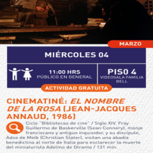 Cartel de Cinematiné: El nombre de la rosa Cartel de Cinematiné: El nombre de la rosa