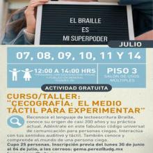 Cartel de Curso/taller: Cecografía: El medio táctil para experimentar