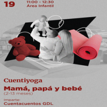 Cartel de Cuentiyoga mamá, papá y bebé