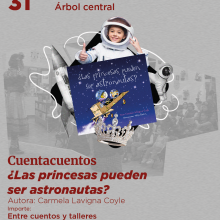 Cartel del Cuentacuentos. Título ¿Las princesas pueden ser astronautas?