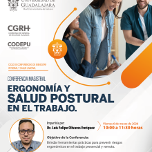 Cartel de la Conferencia: Ergonomía y salud postural en el trabajo Cartel de la Conferencia: Ergonomía y salud postural en el trabajo