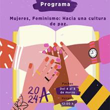 Cartel del programa Mujeres, feminismo, hacia una cultura de paz