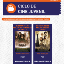 Cartel de Ciclo de Cine Juvenil. El señor de los anillos: La comunidad del anillo Cartel de Ciclo de Cine Juvenil. El señor de los anillos: La comunidad del anillo