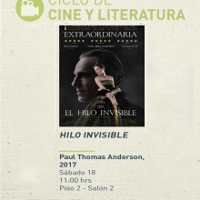 Cartel del Ciclo de cine y literatura. Proyección de la cinta, Hilo invisible