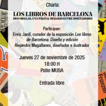 Cartel de la Charla: Los libros de Barcelona. Dos orillas, una página: diálogo entre diseñadores