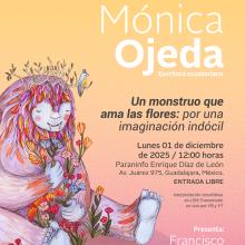 Cartel de la Cátedra Latinoamericana Julio Cortázar con Mónica Ojeda, escritora ecuatoriana