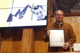 Inauguración del Coloquio Internacional Mathias Goeritz a 100 años.  Presiden Tonatiuh Bravo Padilla  Rector General de la U de G. maestro Ernesto Flores Gallo, Rector del CUAAD; Enrique Carbajal, escultor mexicano –mejor conocido como Sebastián–; Daniel Goeritz Rodríguez, hijo del arquitecto Mathias Goeritz.