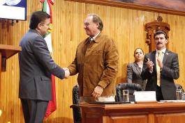 Inauguración del Coloquio Internacional Mathias Goeritz a 100 años.  Presiden Tonatiuh Bravo Padilla  Rector General de la U de G. maestro Ernesto Flores Gallo, Rector del CUAAD; Enrique Carbajal, escultor mexicano –mejor conocido como Sebastián–; Daniel Goeritz Rodríguez, hijo del arquitecto Mathias Goeritz.