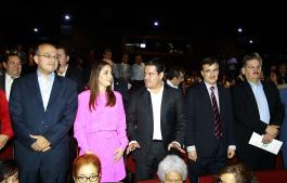 Informe "10 Años de Transparencia en Jalisco" en el marco de la Celebración del 10 Aniversario del ITEI su presidenta Cynthia Patricia Cantero Pacheco festejo en el Cine foro de la Universidad de Guadalajara. Al acto acude el Rector general de la Universidad de Guadalajara Itzcóatl Tonatiuh Bravo Padilla y el Gobernador del estado Jorge Aristóteles Sandoval Díaz