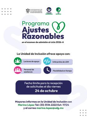 Cartel del Programa Ajustes Razonables en el examen de admisión al ciclo 2026-A 