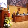 Inauguración del Coloquio Internacional Mathias Goeritz a 100 años.  Presiden Tonatiuh Bravo Padilla  Rector General de la U de G. maestro Ernesto Flores Gallo, Rector del CUAAD; Enrique Carbajal, escultor mexicano –mejor conocido como Sebastián–; Daniel Goeritz Rodríguez, hijo del arquitecto Mathias Goeritz.