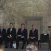 Entrega de escrituras de hospitales civiles en el Patio Central Palacio de gobierno, Asiste el Rector General de la U de G