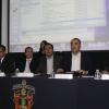 V Semana del Administrador Gubernamental, “Democracia y sociedad participativa. Retos de la nueva gestión”,presiden el magistrado Luis Carlos Vega Pámanes, presidente del Supremo Tribunal de Justicia de Jalisco; licenciado Jesús Eduardo Almaguer Ramírez, Fiscal General del estado; maestro Salvador Caro Cabrera, titular de  la Comisaría de la Policía Preventiva Municipal de Guadalajara.