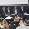 V Semana del Administrador Gubernamental, “Democracia y sociedad participativa. Retos de la nueva gestión”,presiden el magistrado Luis Carlos Vega Pámanes, presidente del Supremo Tribunal de Justicia de Jalisco; licenciado Jesús Eduardo Almaguer Ramírez, Fiscal General del estado; maestro Salvador Caro Cabrera, titular de  la Comisaría de la Policía Preventiva Municipal de Guadalajara.