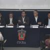 V Semana del Administrador Gubernamental, “Democracia y sociedad participativa. Retos de la nueva gestión”,presiden el magistrado Luis Carlos Vega Pámanes, presidente del Supremo Tribunal de Justicia de Jalisco; licenciado Jesús Eduardo Almaguer Ramírez, Fiscal General del estado; maestro Salvador Caro Cabrera, titular de  la Comisaría de la Policía Preventiva Municipal de Guadalajara.