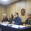 Los funcionarios de CUSur durante la rueda de prensa 